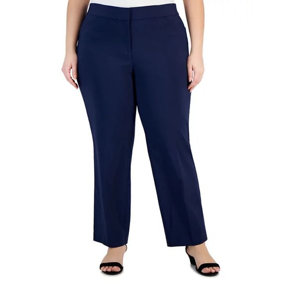 JM Collection Dress Pants Women’s 18W Navy Blue Curvy-Fit Straight-Leg Stretch - Picture 6 of 9